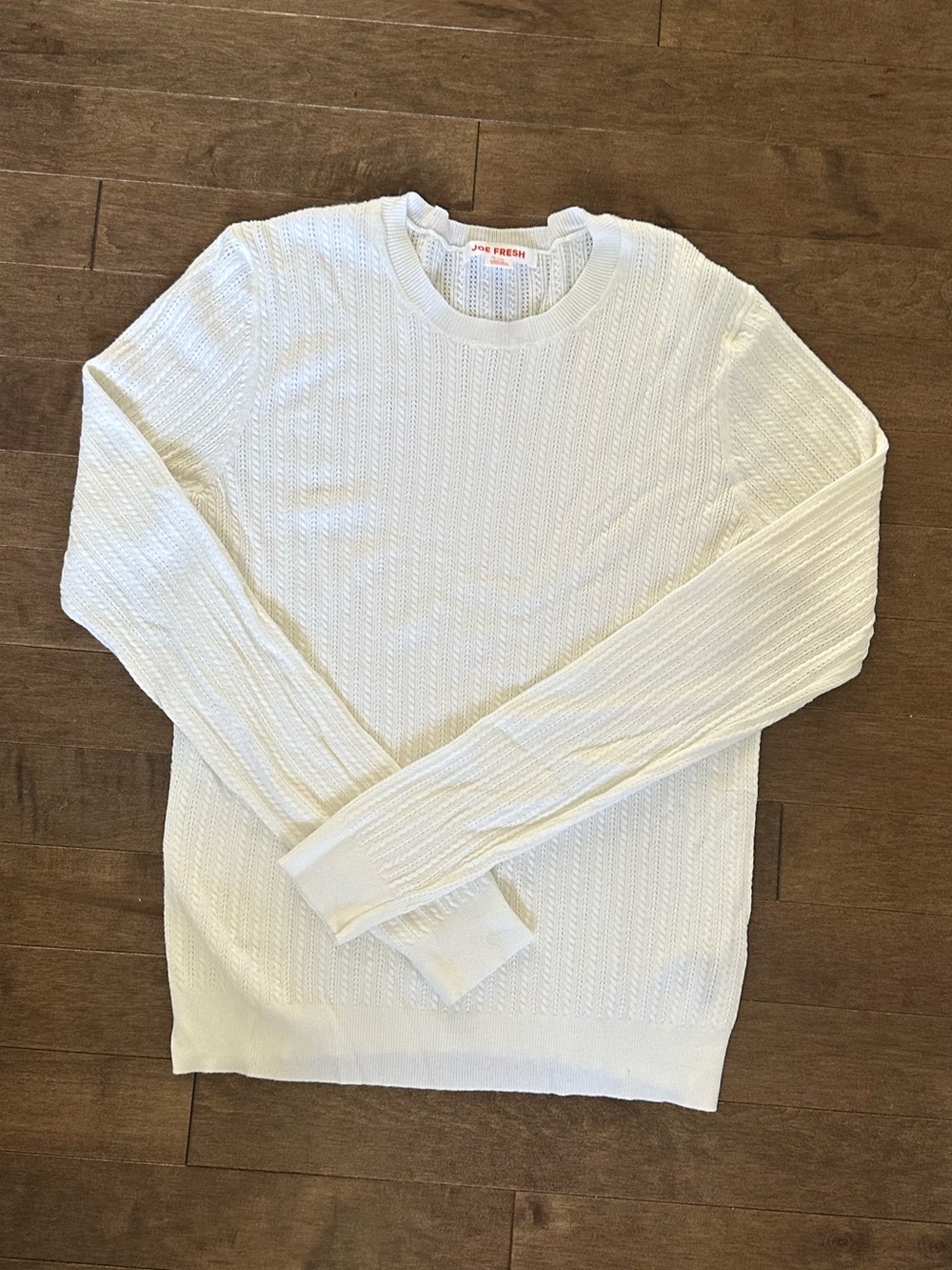 White Cable Knit Crewneck Sweater